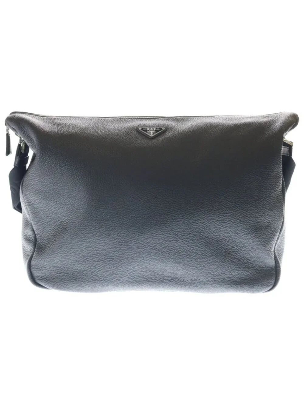 Prada Vitello Daino Shoulder Bag Triangle Logo Black